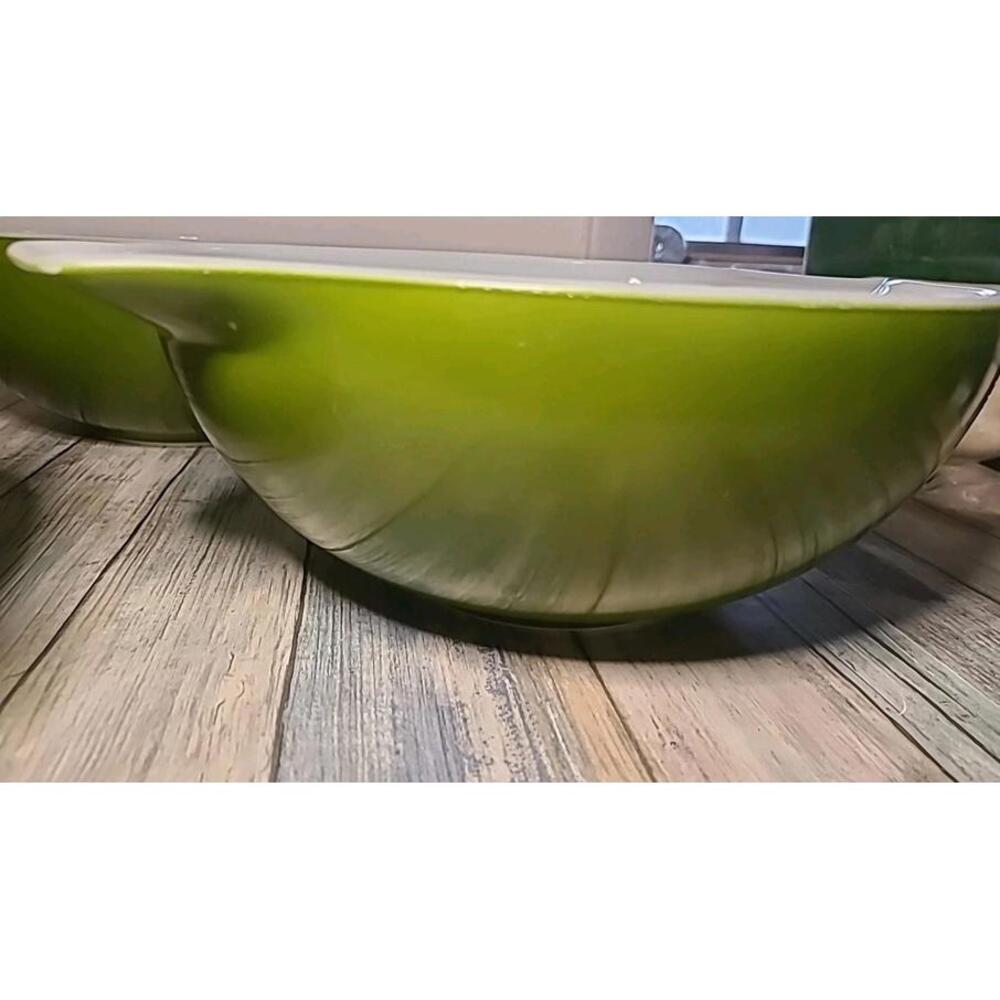 3 Pyrex Verde Green Cinderella Mixing Bowls Vintage. 2 444 4qt And 1 442 2.5 Qt. - Picture 9 of 9